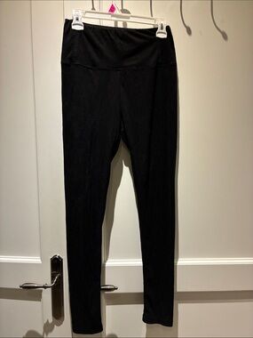 Seven Sisters Womens Medium Black Fleece High Waist Leggings Pants 👵MT